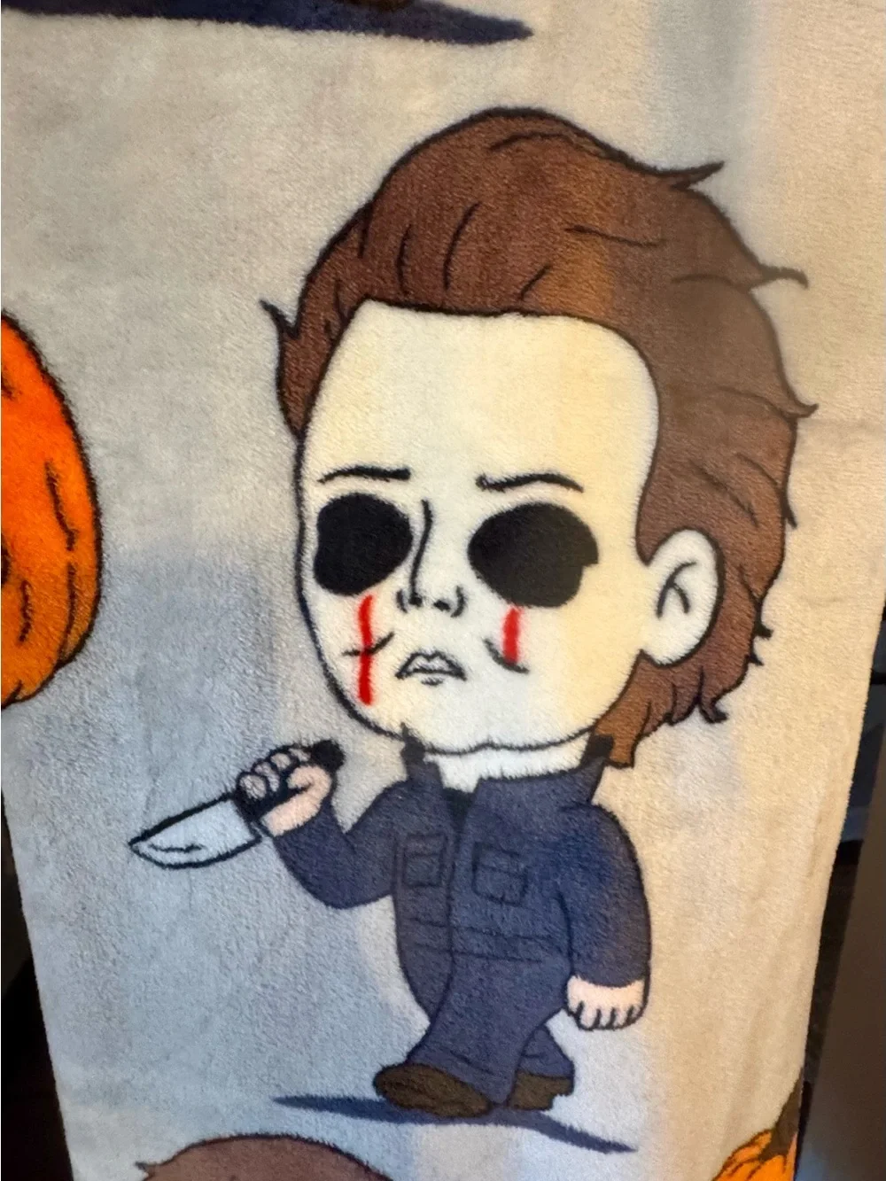 Halloween II Michael Myers Blanket - Gray 90x90 Full- Queen Blanket